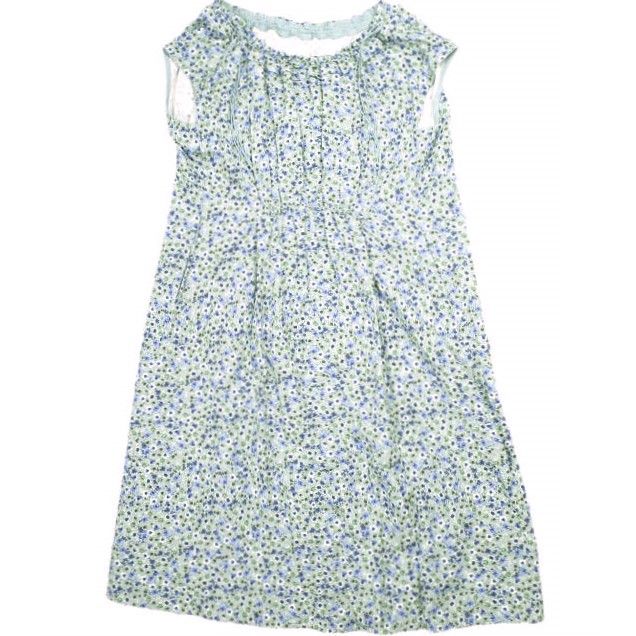 Drawer ドゥロワー 24 SS 日本製 PRE 2 フラワープリントリボンワンピース 6526-299-1463 36 Blue 花柄 ノースリーブ ドレス 定価160 600円 トップス g 23663