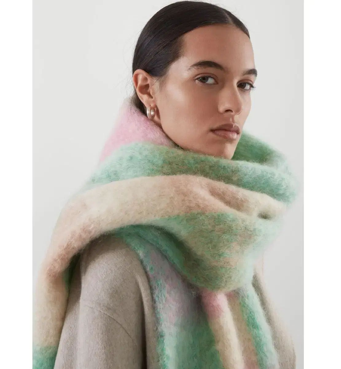 COS コス モヘア チェック マフラー