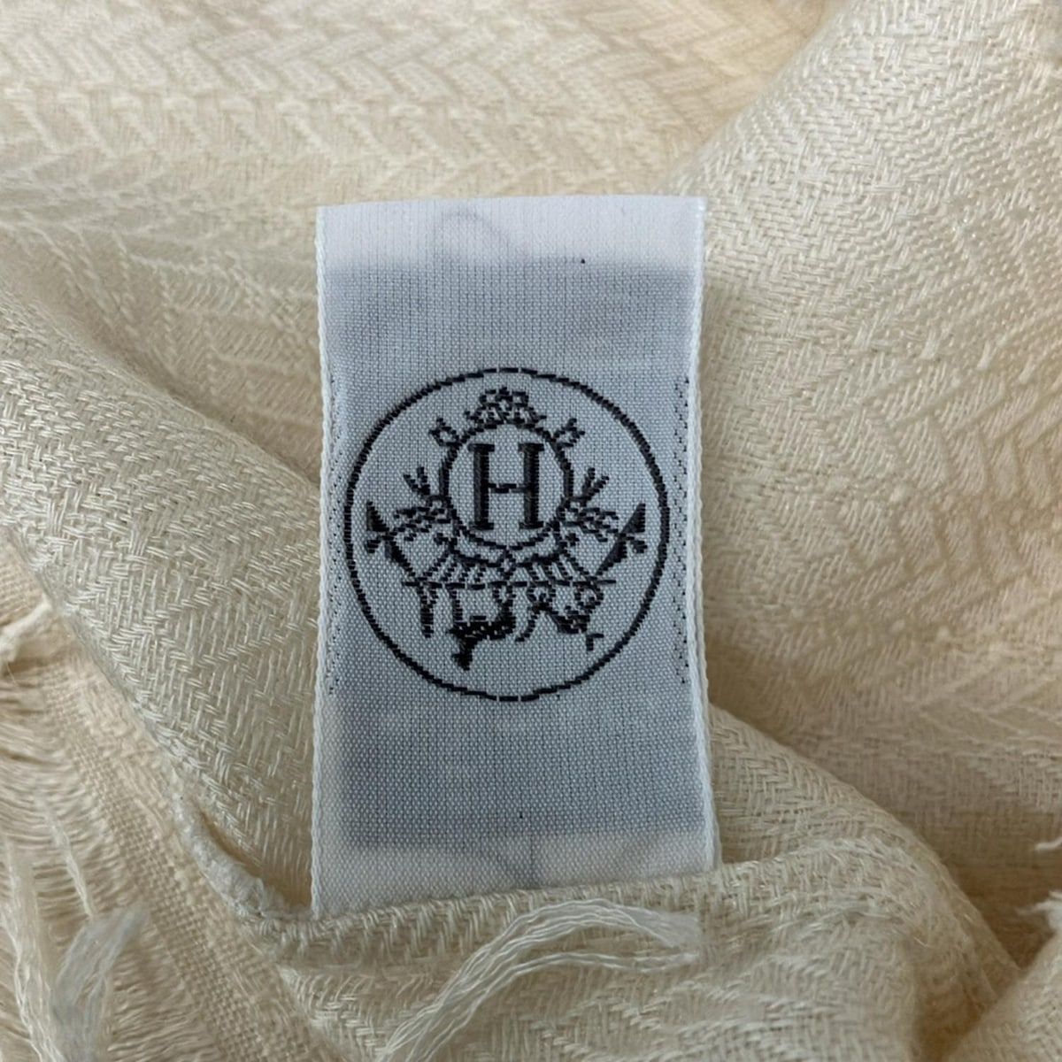 HERMES エルメス ストール ショール - アイボリー Libris ニューリブリス カシミヤ シルク