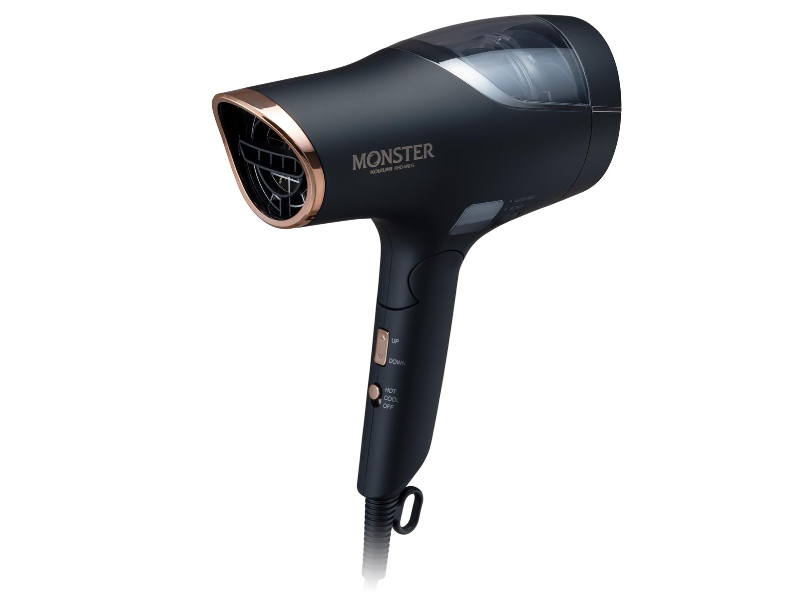 コイズミ ヘアドライヤー ダブルファンドライヤー モンスター 大風量 速乾 温冷自動切替 デジタルディスプレイ スカルプ機能 マイナスイオン ブラック KHD-W 915|K 風量2.4 m³|分