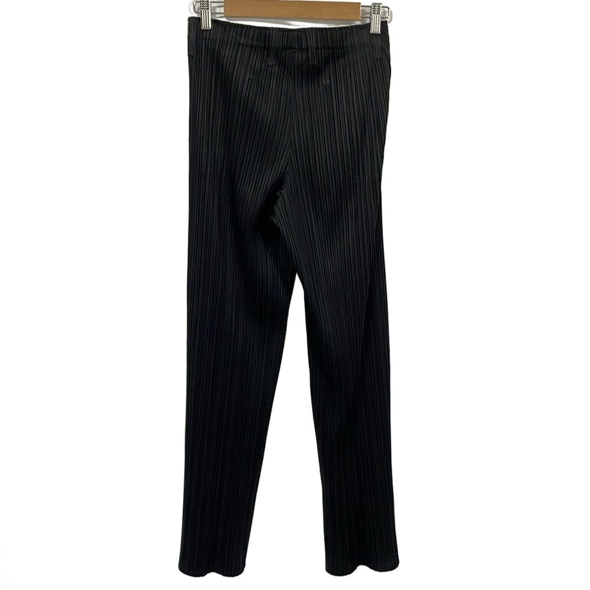 PLEATS PLEASE プリーツプリーズ パンツ サイズ3 L レディース 黒 フロントボタン フルレングス プリーツ ウエストゴム