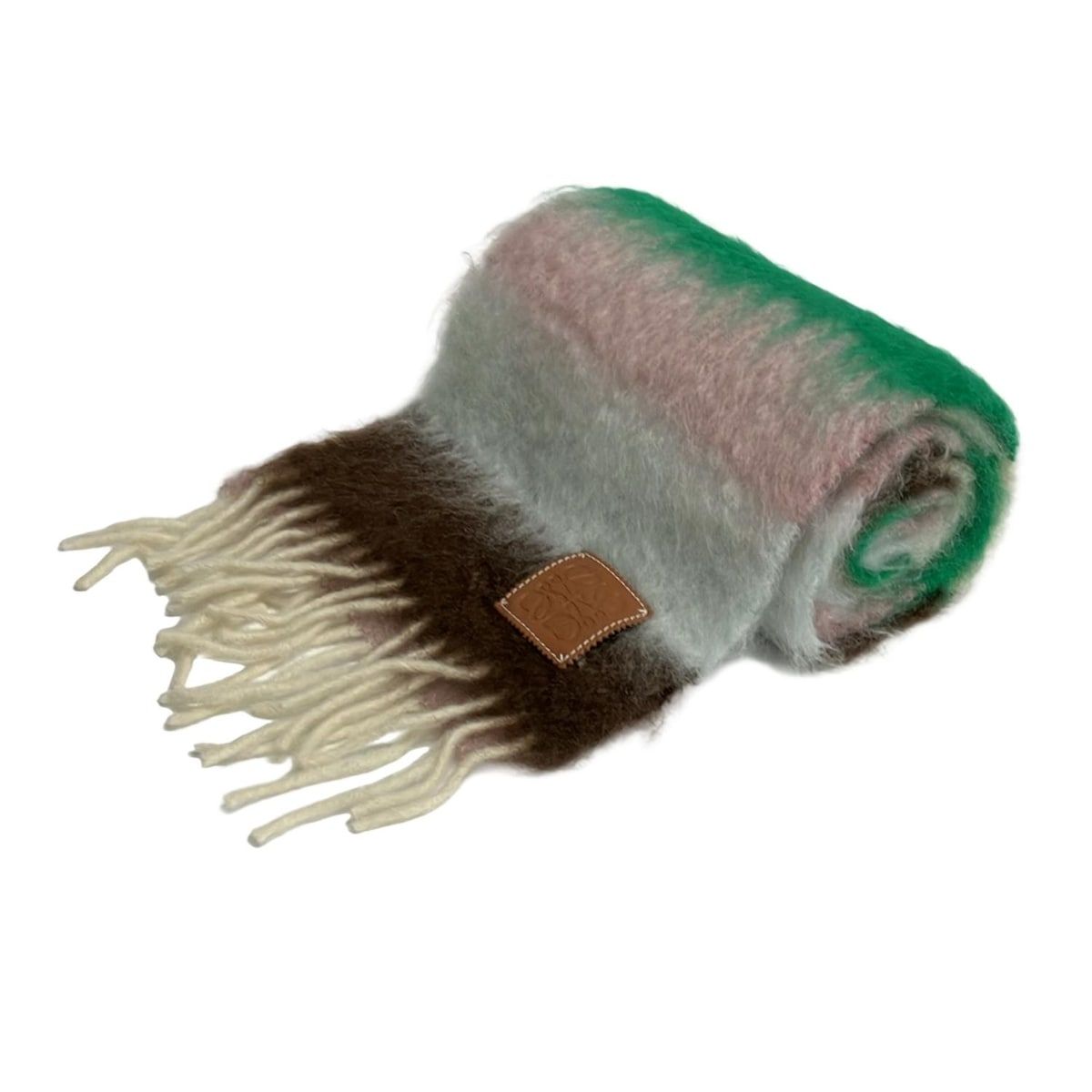 LOEWE ロエベ マフラー - ダークブラウン×グリーン×マルチ ウール