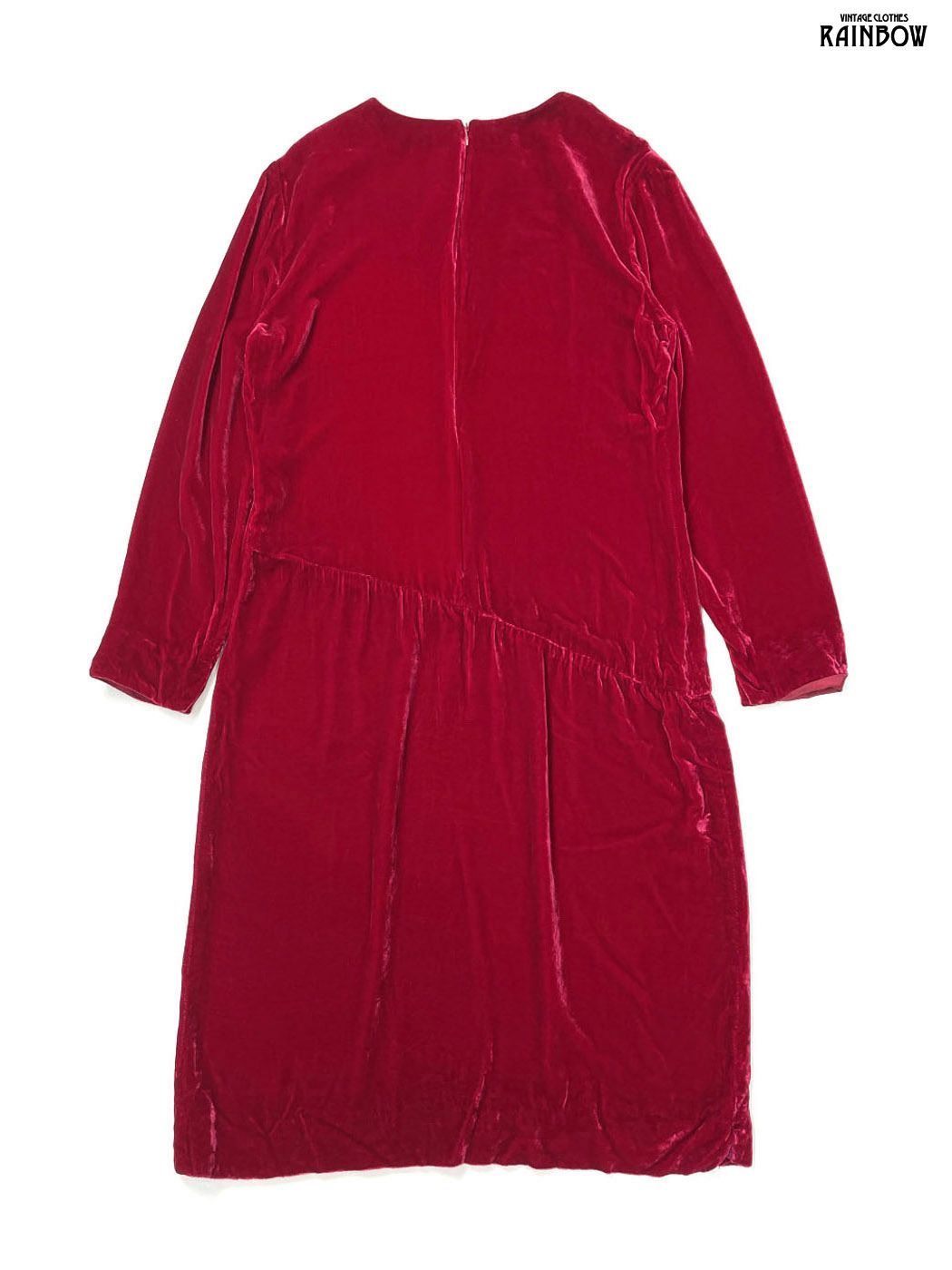  古着 Liz Claiborne リズクレイボーン 無地 ベロア ロング丈 長袖 ワンピース 赤 otu 2512010 その他 ワンピース