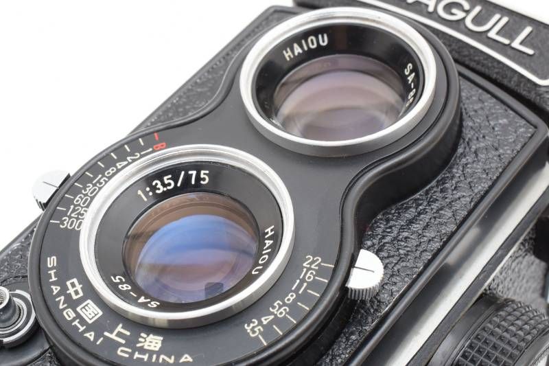 カメラ2台セット ペンタックスspotmatic 　中国上海海鴎seagull 実用外観美品】海鴎 SEAGULL 中国上海 SA-85 75mm/2.8 75mm/3.5 二眼