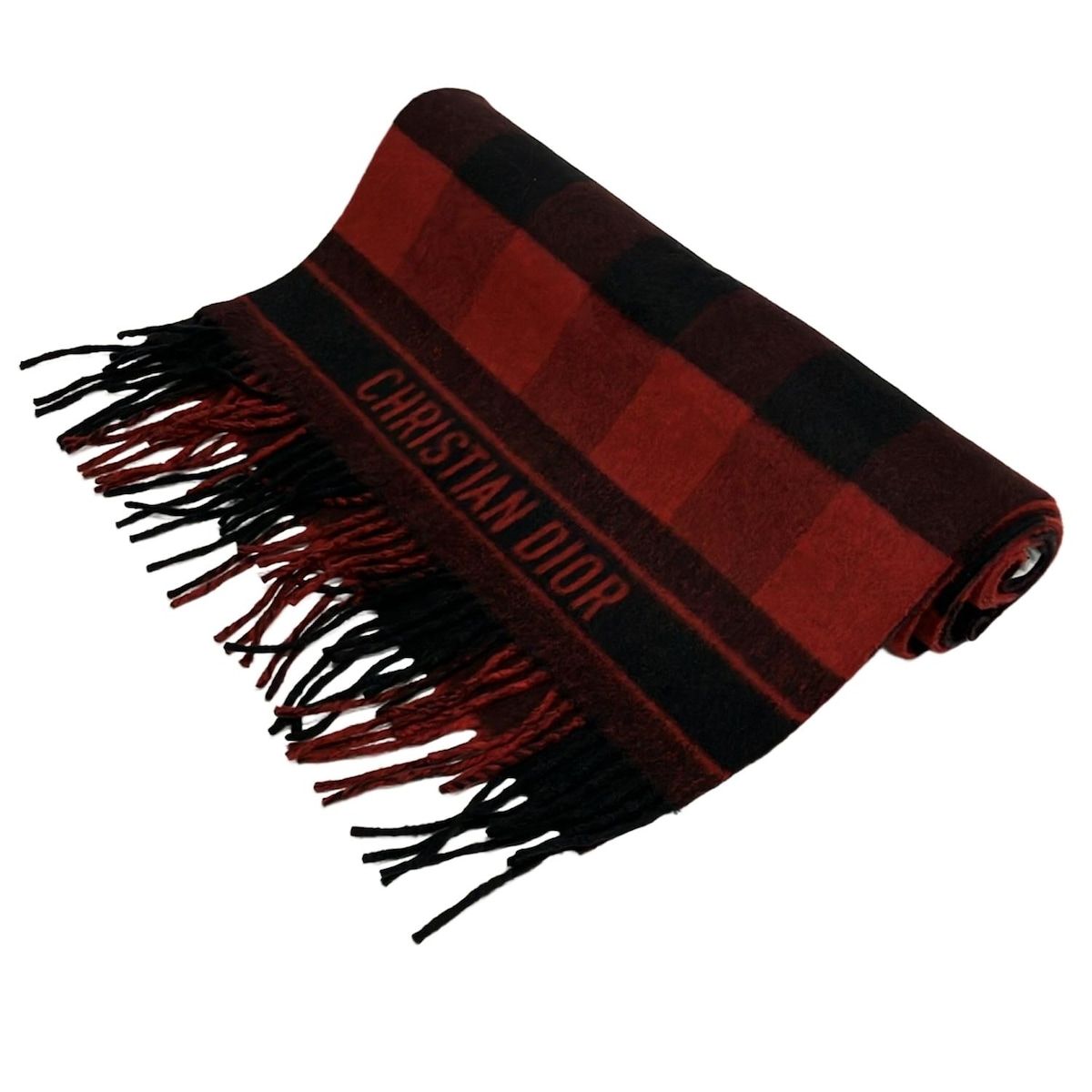 Dior オム ヴィンテージマフラー（美品） Dior HOMME(ディオールオム) マフラー美品 - 95CHE200I100 レッド×黒