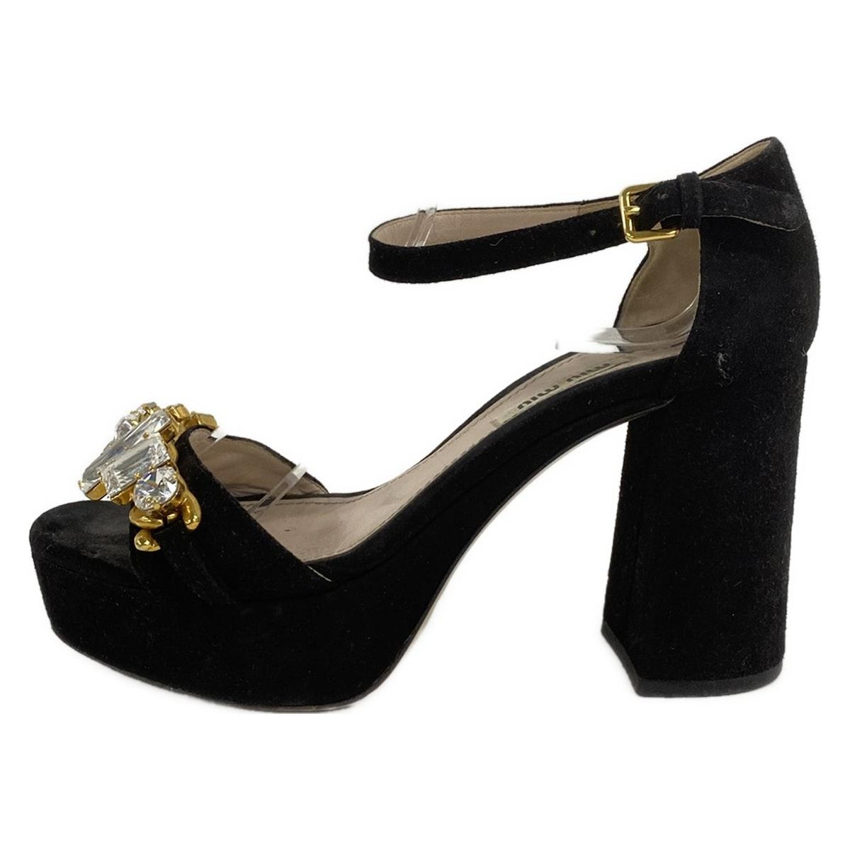 miumiu ビジューパンプス 36 miumiu(ミュウミュウ) パンプス 36 1/2 レディース - 黒 ビジュー