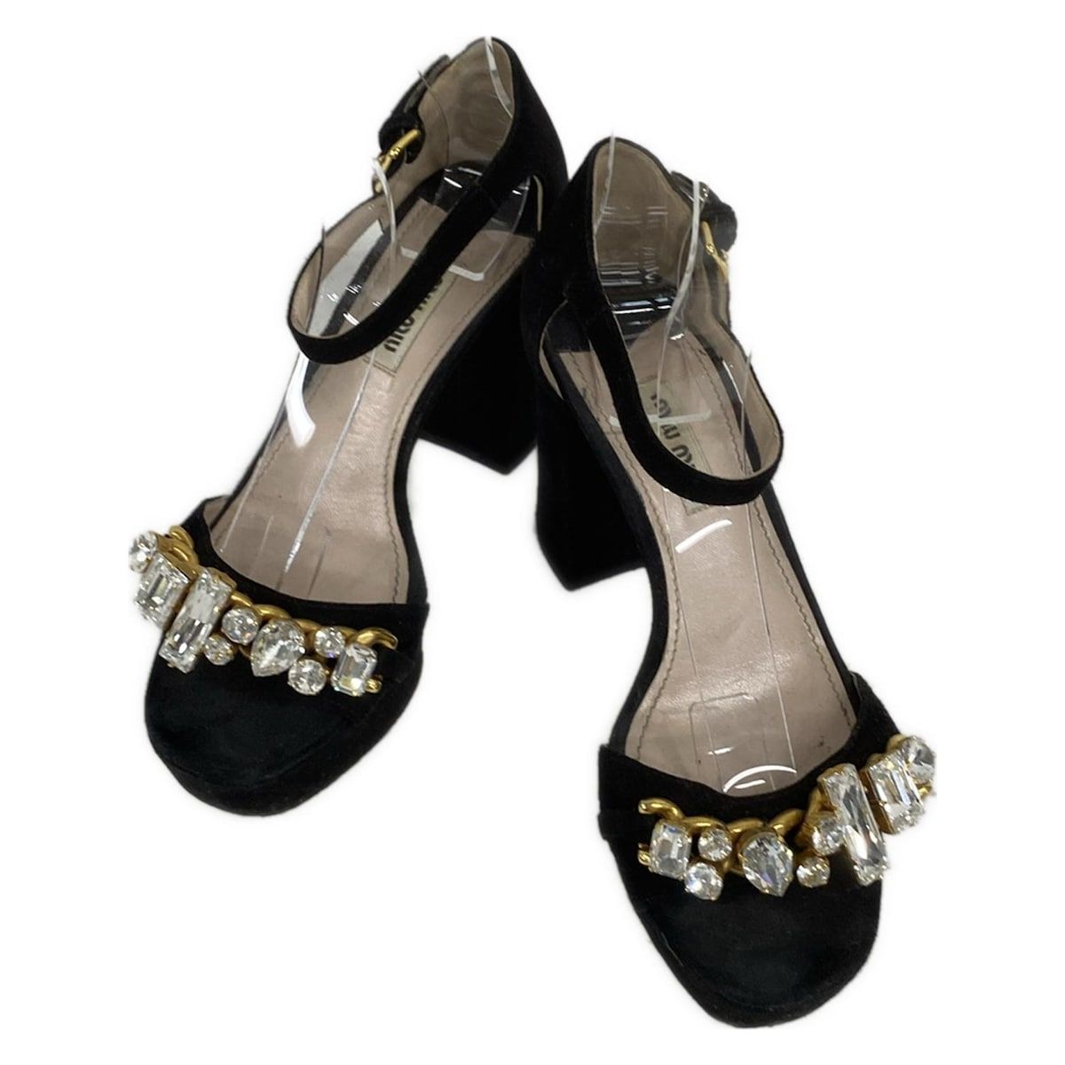 miumiu ビジューパンプス 36 miumiu(ミュウミュウ) パンプス 36 1/2 レディース - 黒 ビジュー