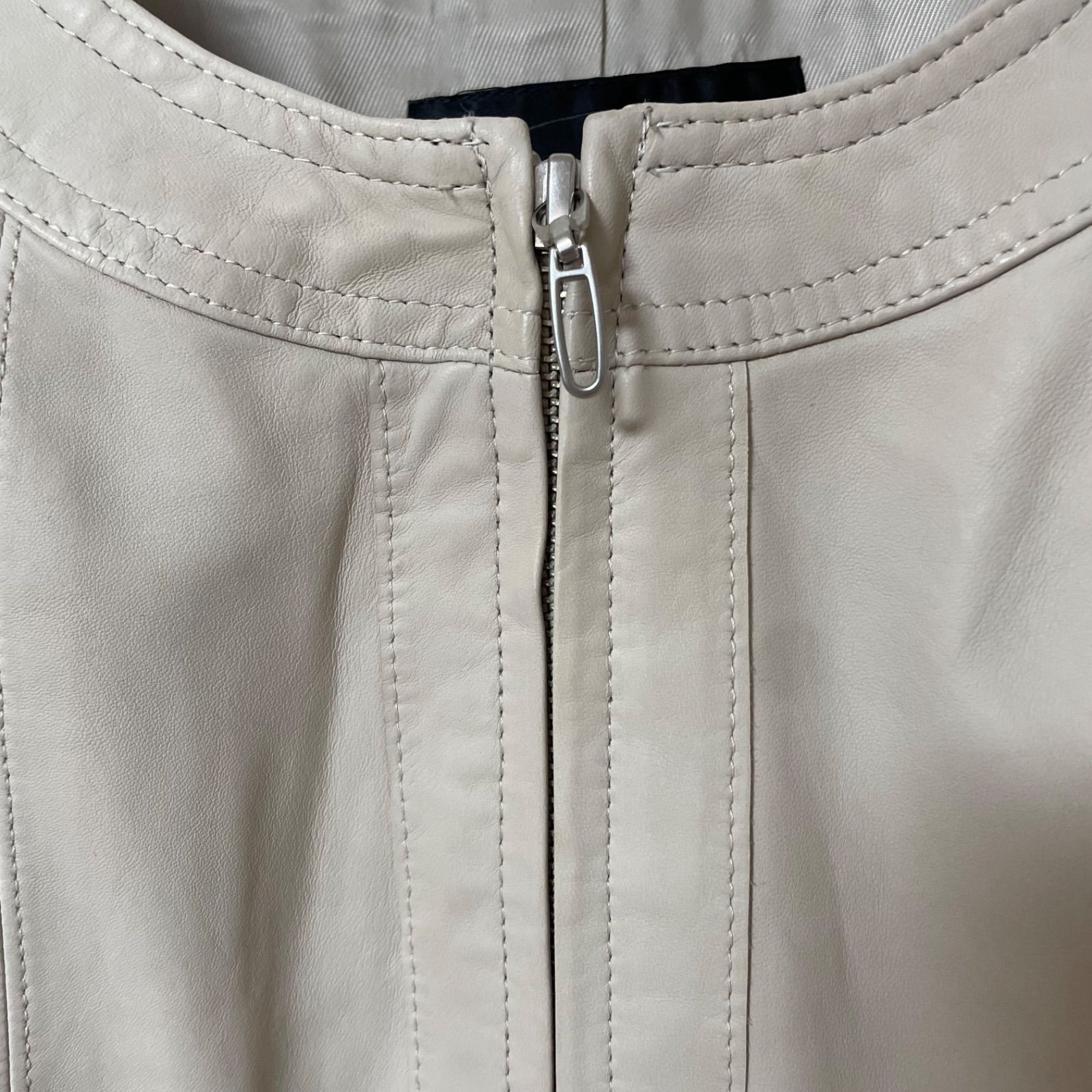 ZK17【美品】UNTITLED アンタイトル ラムレザーノーカラージャケット