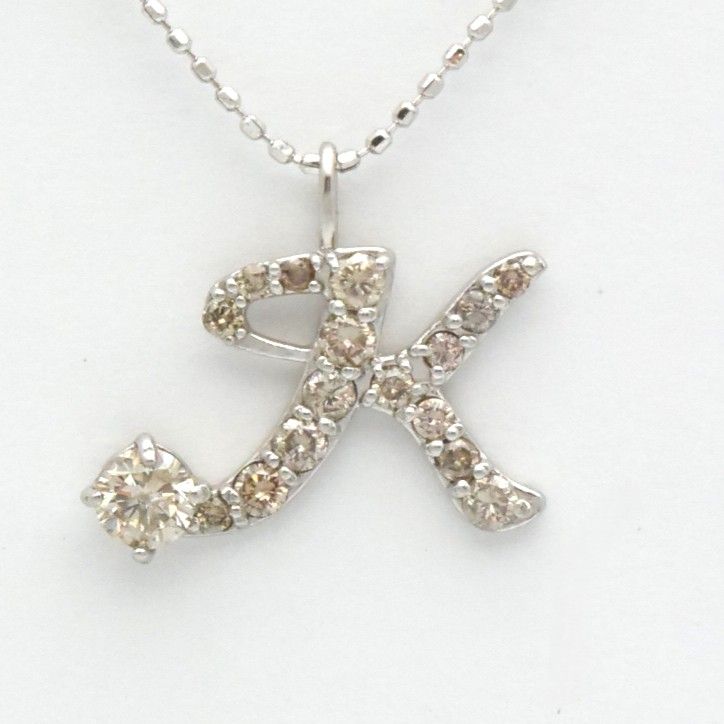 アルファベット K ペンダントトップ Pt900/ダイヤモンド 0.50ct