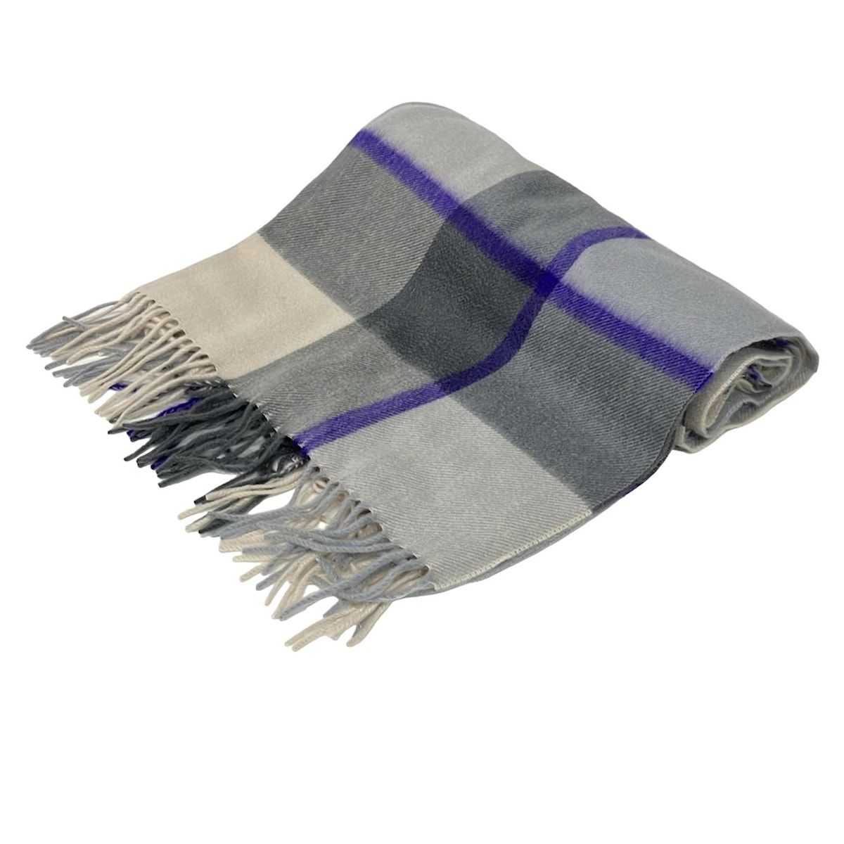 Joshua Ellis ジョシュアエリス ストール ショール グレー ブルー マルチ チェック柄 カシミヤ