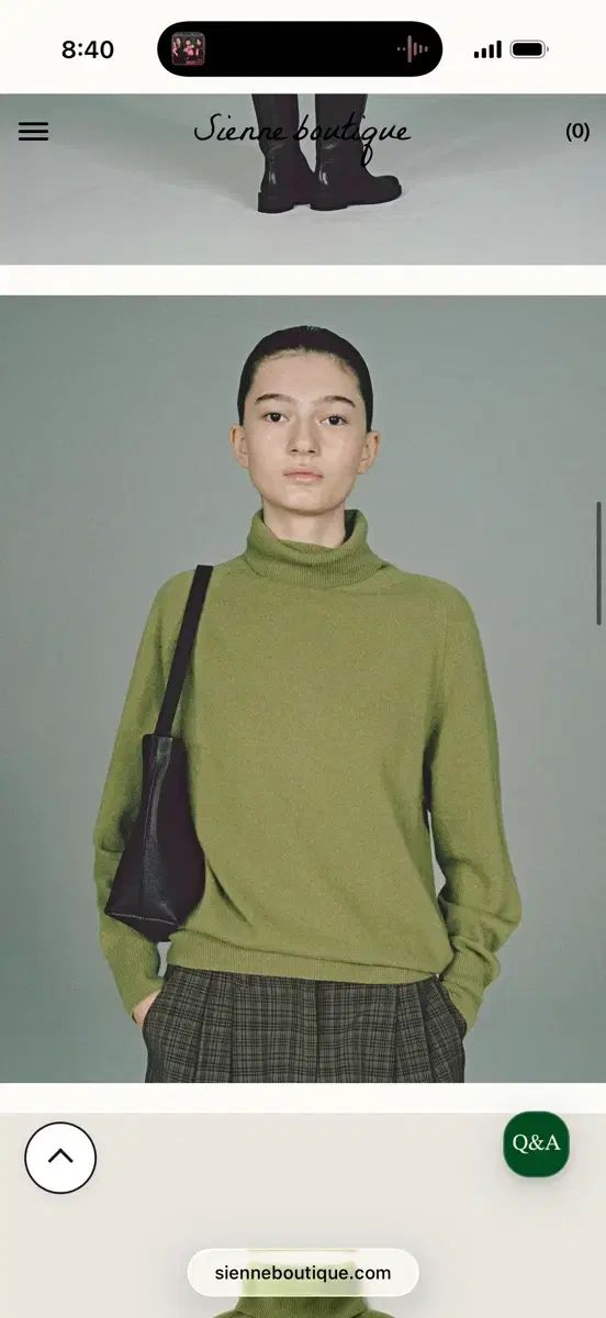 シエンヌ ウール ホールガーメント オリーブ グリーン タートルネック ニット