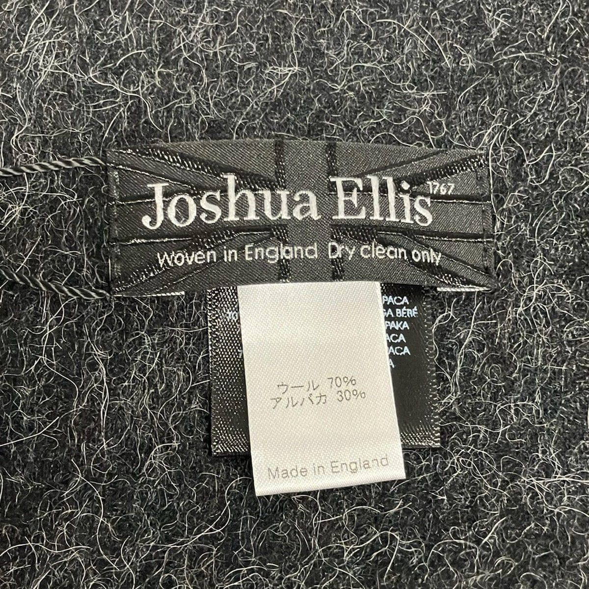 Joshua Ellis ジョシュアエリス ストール ショール 黒 グレー 白 チェック柄 ウール アルパカ