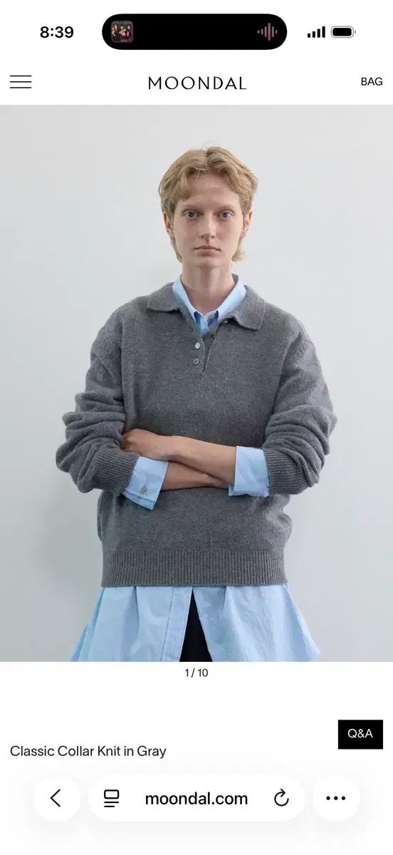 MOONDAL クラシック カラーネック ニット オートミール