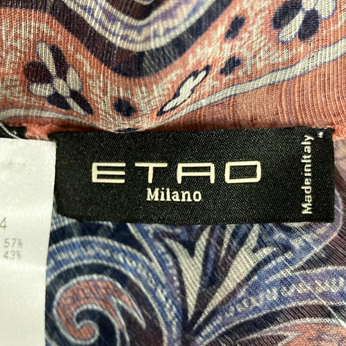 ETRO エトロ ストール ショール - アイボリー×レッド×マルチ ペイズリー柄 リネン シルク