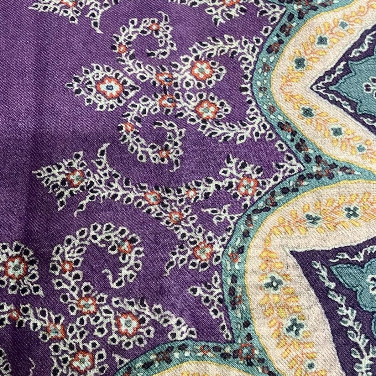ETRO エトロ ストール ショール - ライトグリーン×パープル×マルチ ペイズリー柄 ウール シルク ストール ショール 小物 レディース