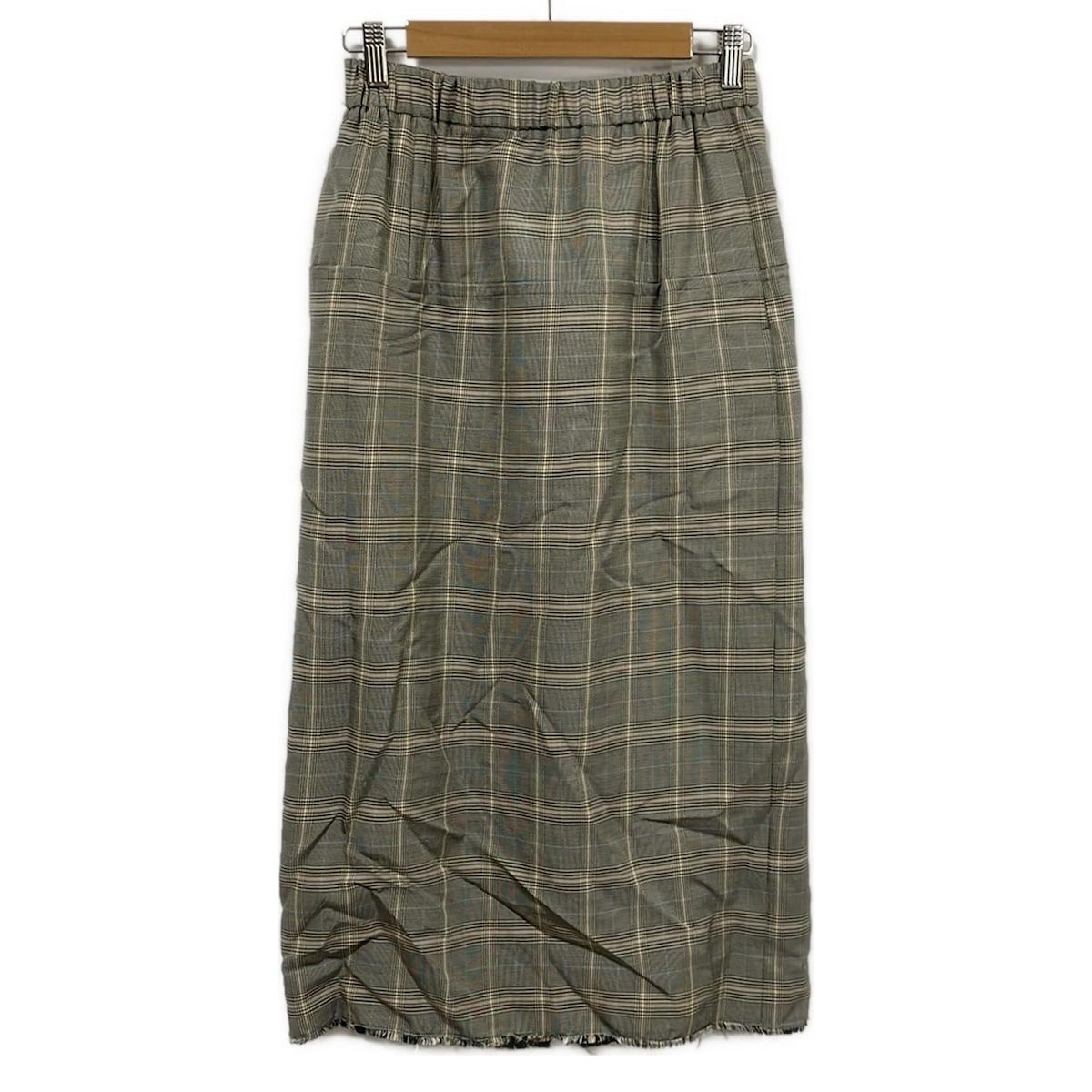 ebure エブール スカート サイズ36 S レディース - 黒×グレーベージュ×マルチ ひざ丈|チェック柄