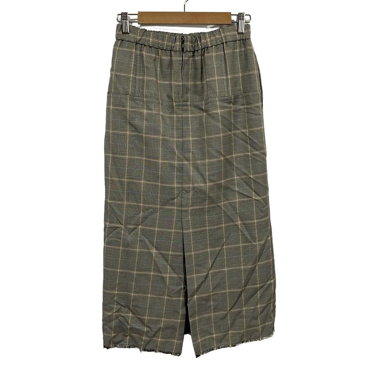 ebure エブール スカート サイズ36 S レディース - 黒×グレーベージュ×マルチ ひざ丈|チェック柄