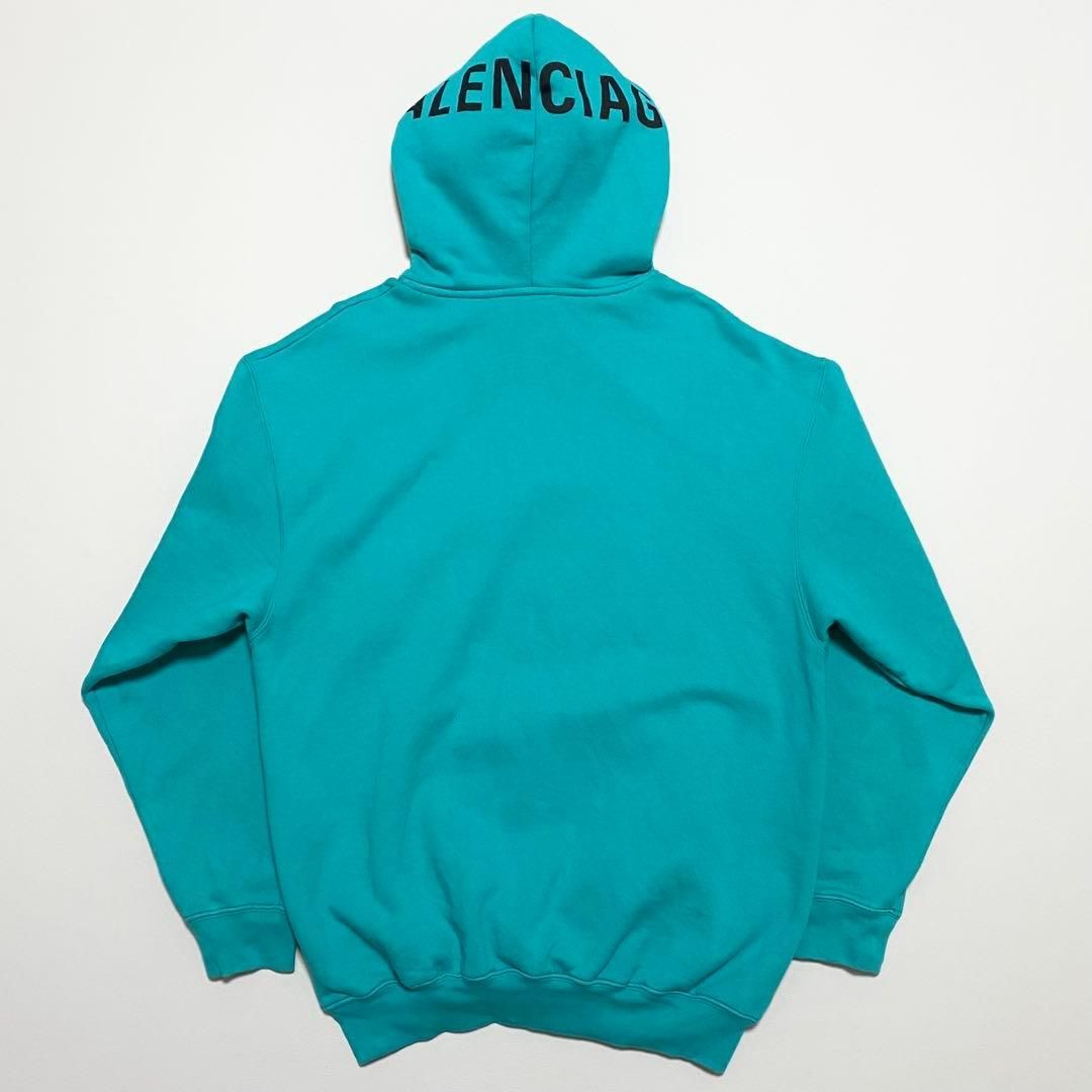 BALENCIAGA | パーカー フードロゴ グリーン S オーバーサイズ