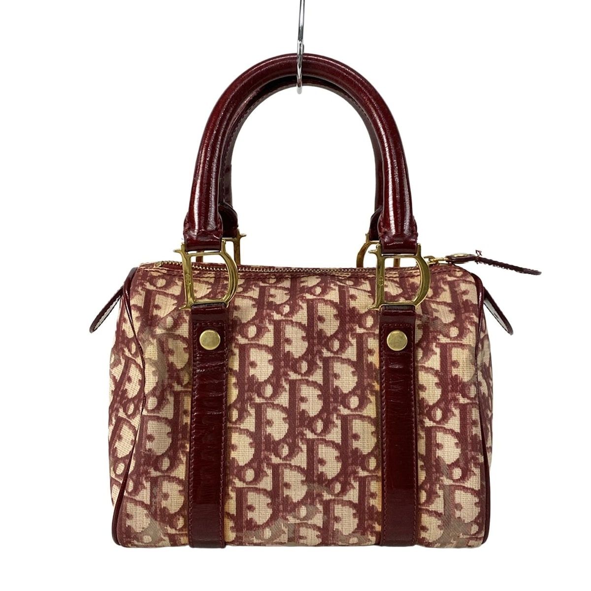レア　クリスチャン・ディオール　トロッターデザイン ボルドーハンドバッグ レア クリスチャン・ディオール トロッターデザイン ボルドーハンドバッグ