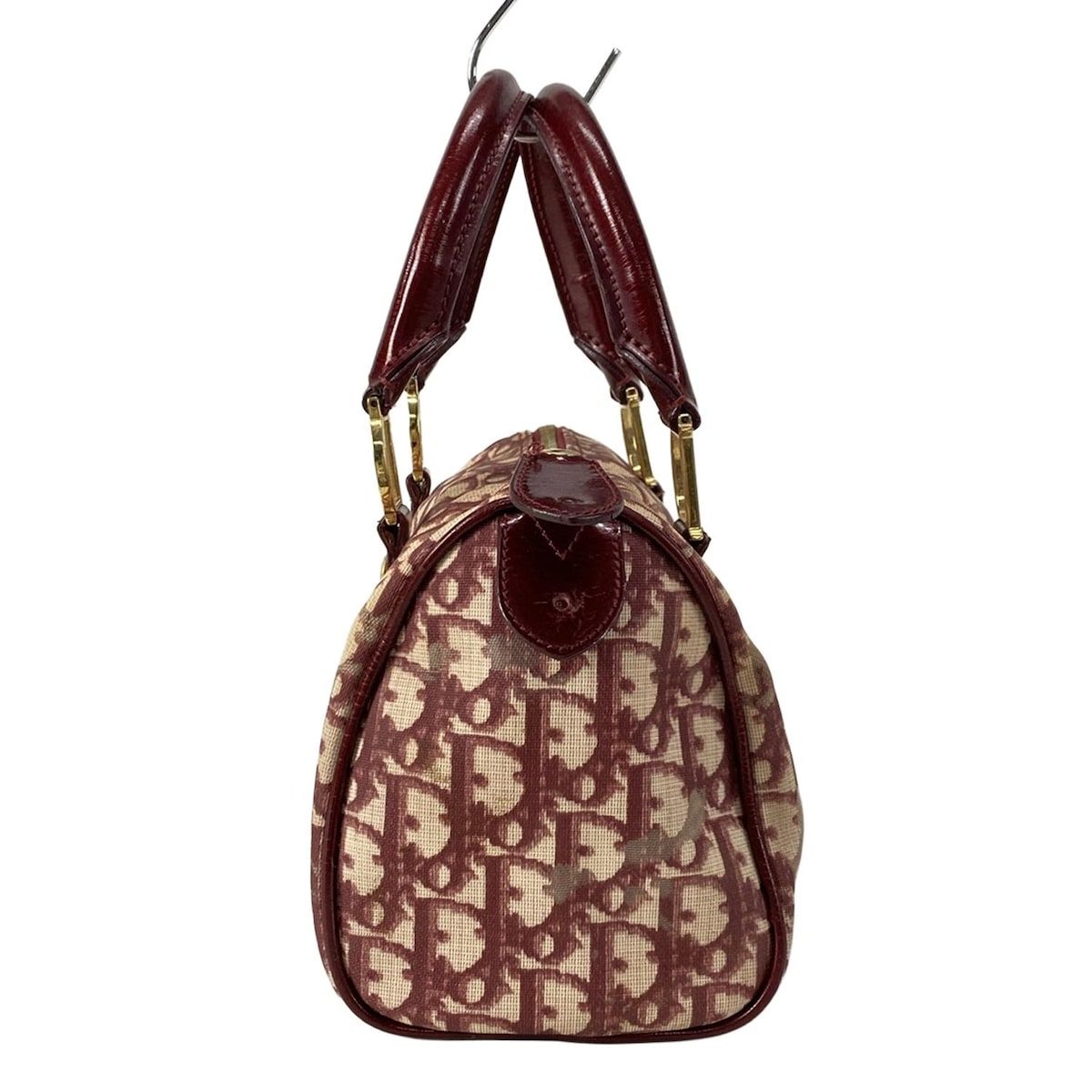 レア　クリスチャン・ディオール　トロッターデザイン ボルドーハンドバッグ レア クリスチャン・ディオール トロッターデザイン ボルドー