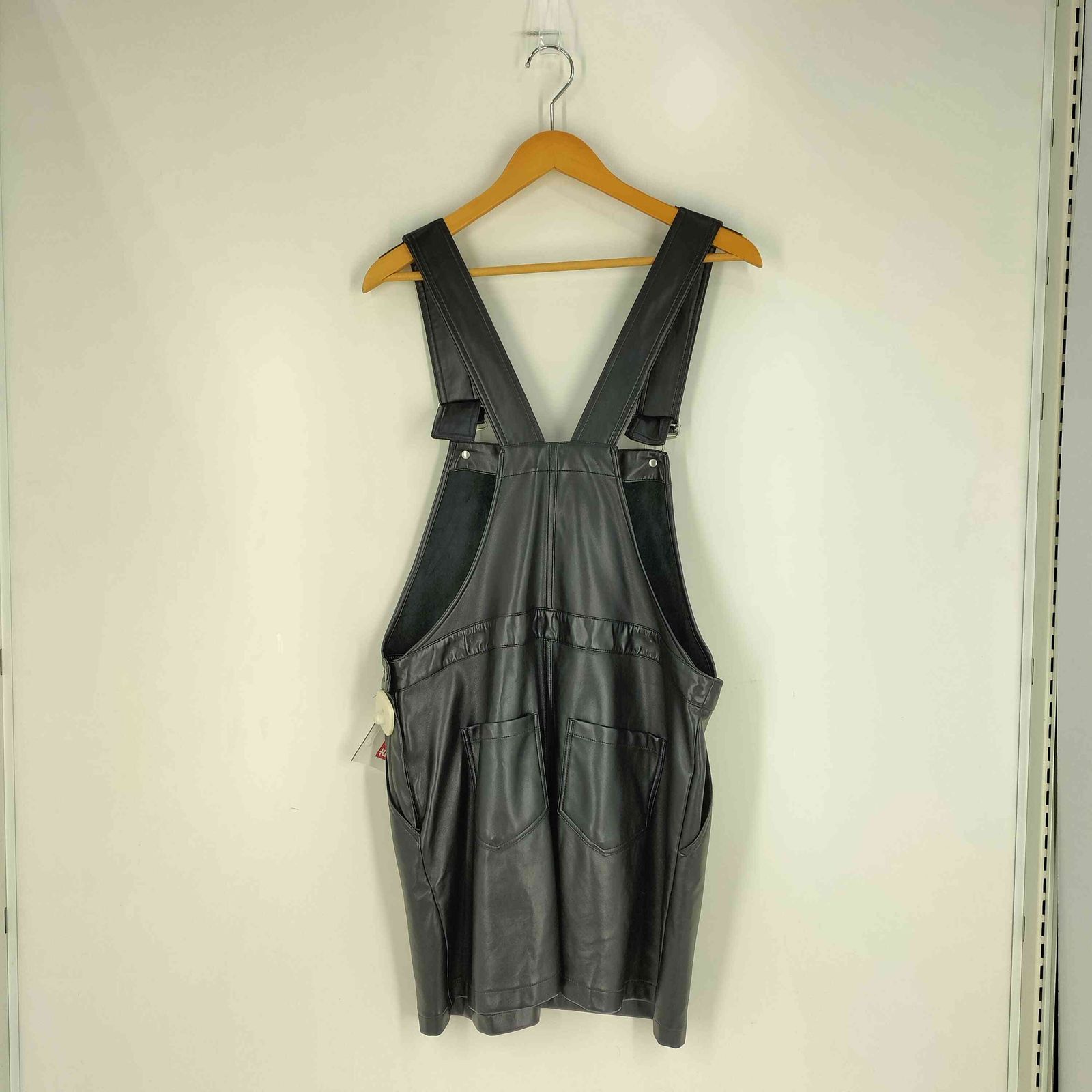 ★Sea Room Lynn ハイウエストサロペットminiスカート★ シールームリン Sea Room lynn フェイクレザー ワークサロペットmini