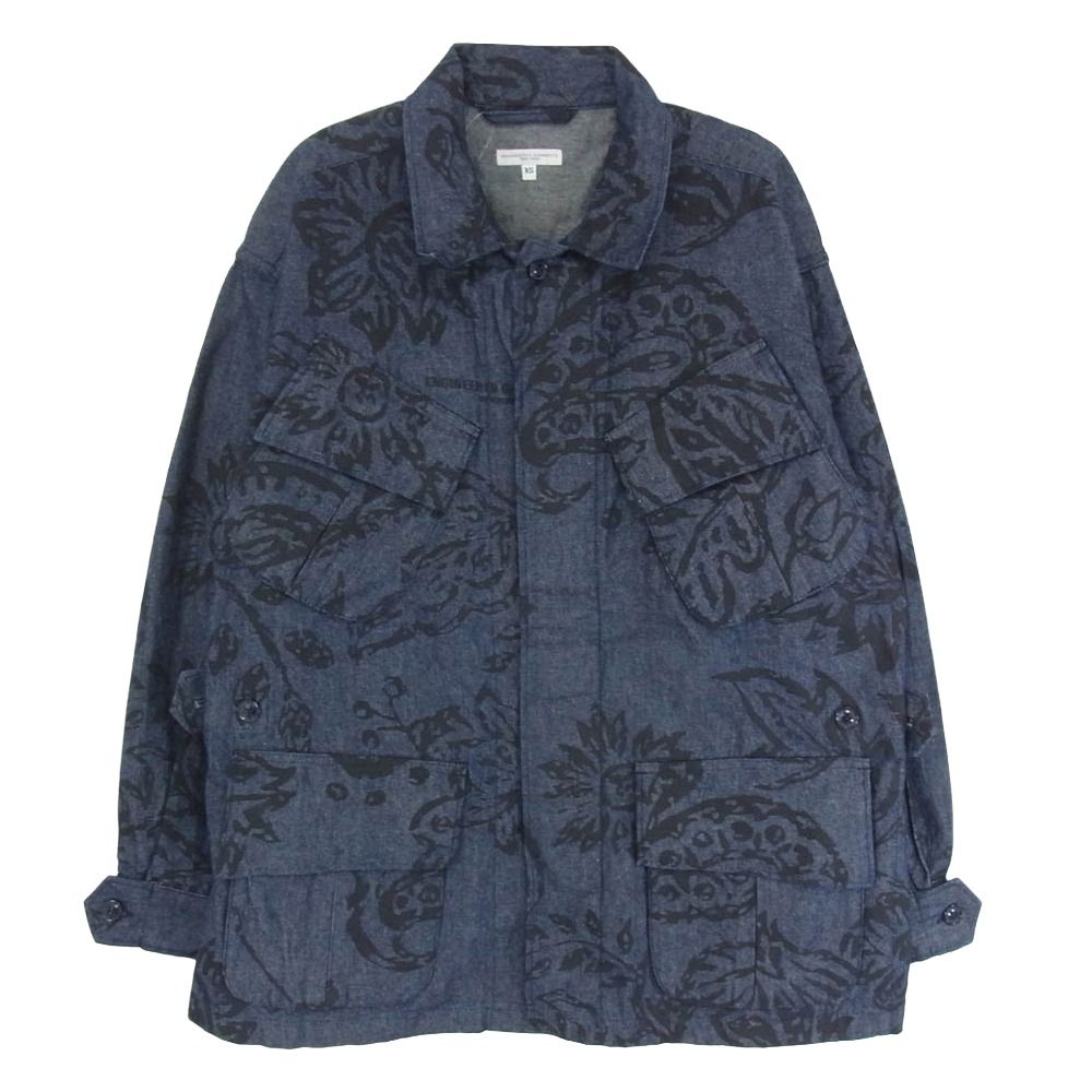 Engineered Garments エンジニアードガーメンツ Jungle Fatigue Jacket Flower Print フラワープリント ジャングルファティーグ デニムジャケット インディゴブルー系 XS