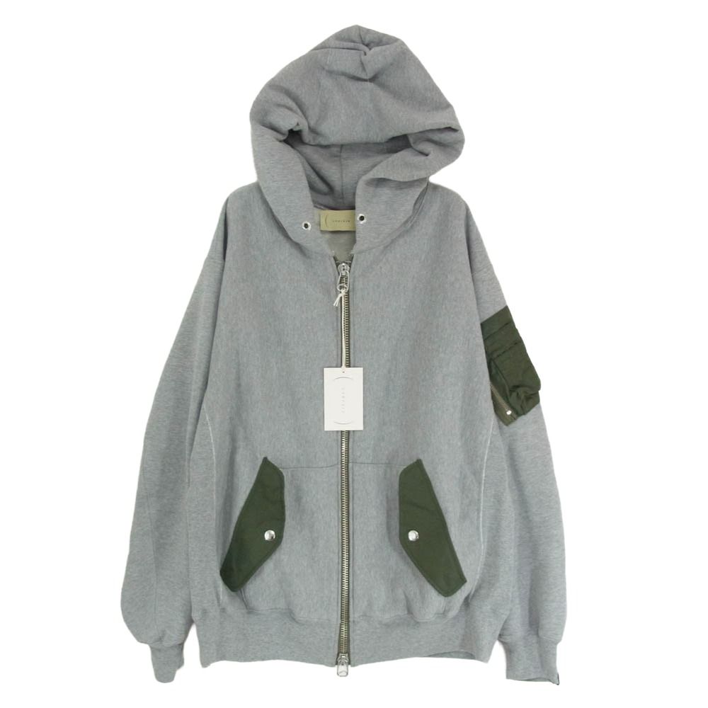 カンタータ cantate 21 AW Fluffy Flight Parka ドッキング フルジップ パーカー フーディー グレー系 46 上