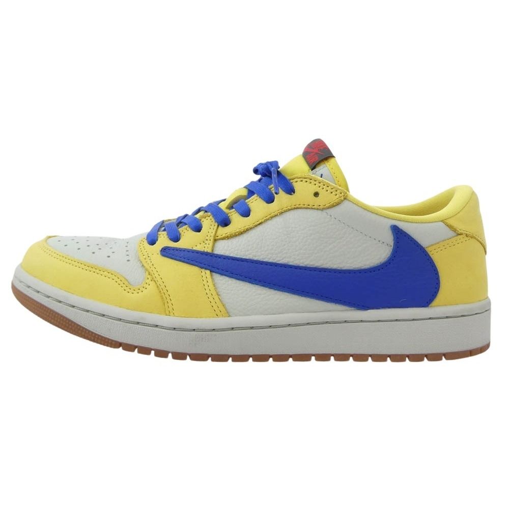 NIKE ナイキ DZ 4137-700 フェイクバスターズ鑑定済 × Travis Scott トラヴィススコット Air Jordan 1 Retro Low OG Canary エアジョーダン1 レトロ カナリー ローカットスニーカー イエロー系
