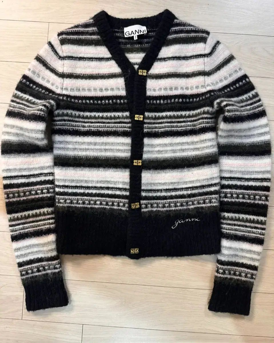GANNI ガニー ストライプ パータン カーディガン