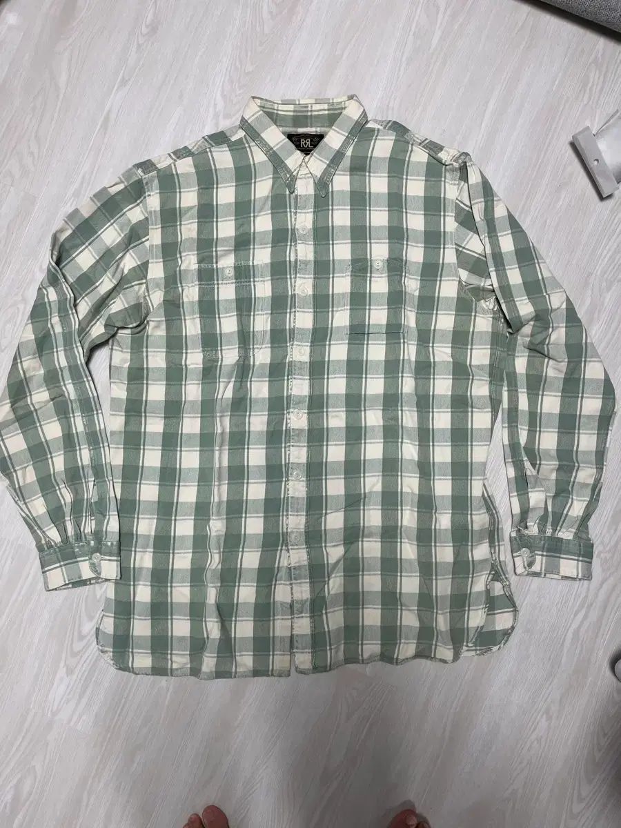 RRL ダブルアールエル グリーン CHECK シャツ フランネル L