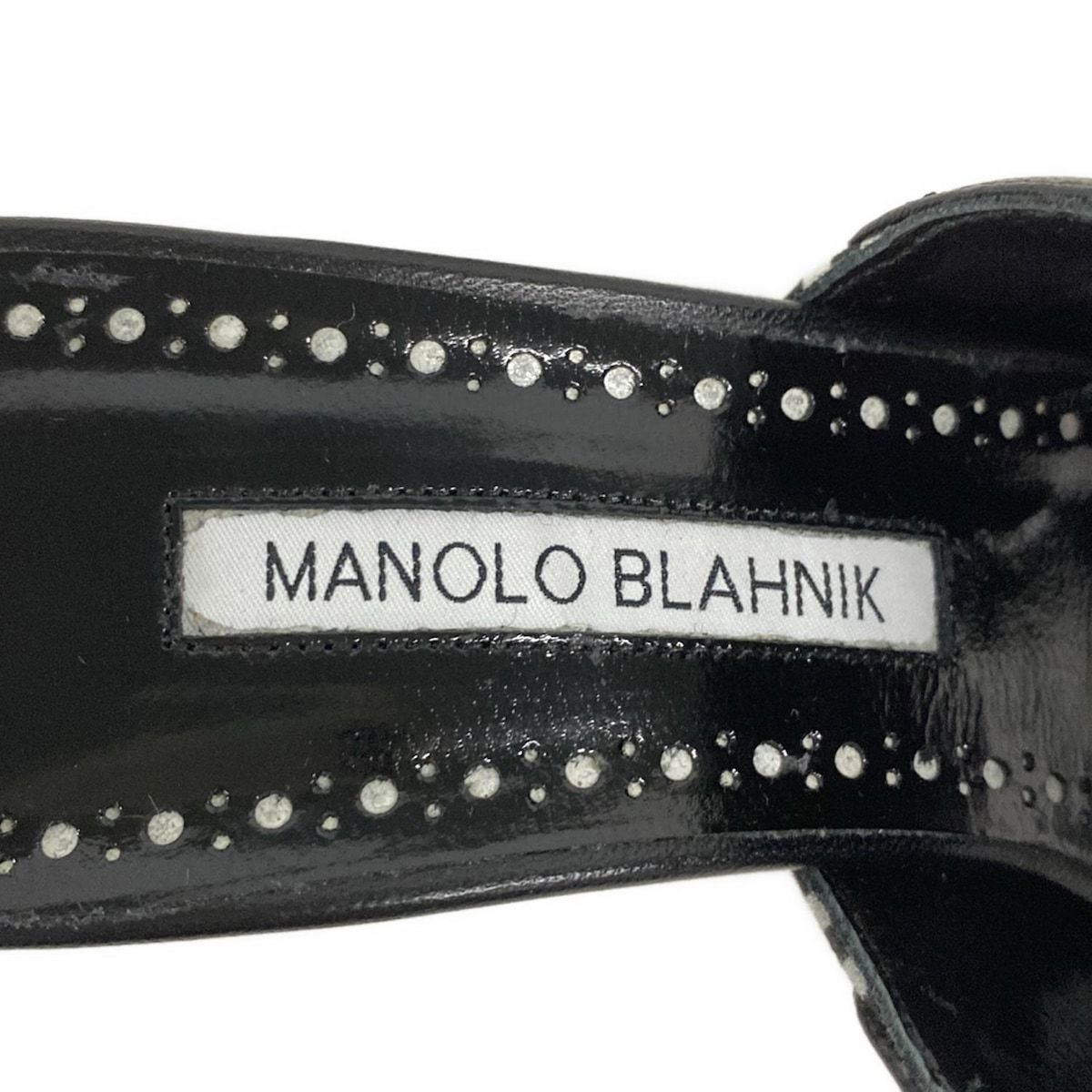 MANOLO BLAHNIK(マノロブラニク) ミュール 35 1/2 レディース - 黒×白