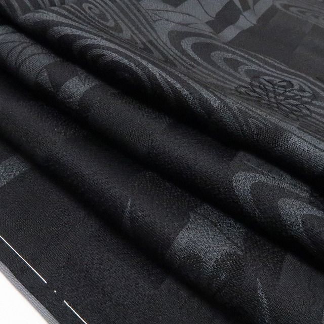 ❁tomihisa❁新品 斉藤上太郎 落款 竹 モノトーン 着物 正絹 仕付け糸