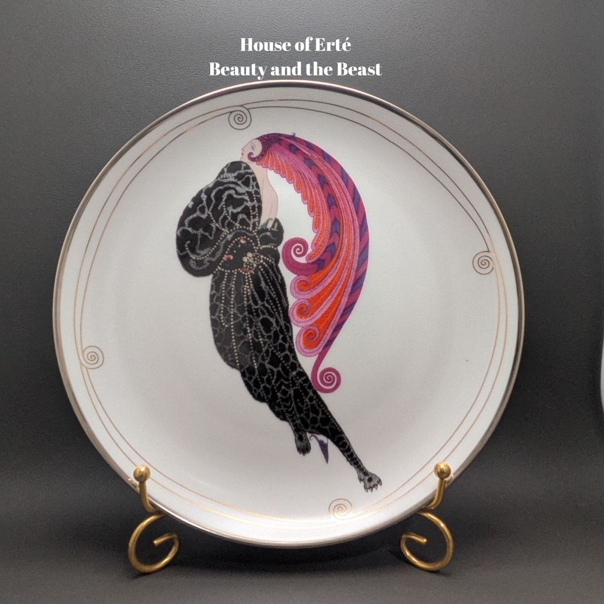 Erté エルテ 美女と野獣 プレート フランクリンミント 品 アールデコ 金彩 Beauty and the Beast