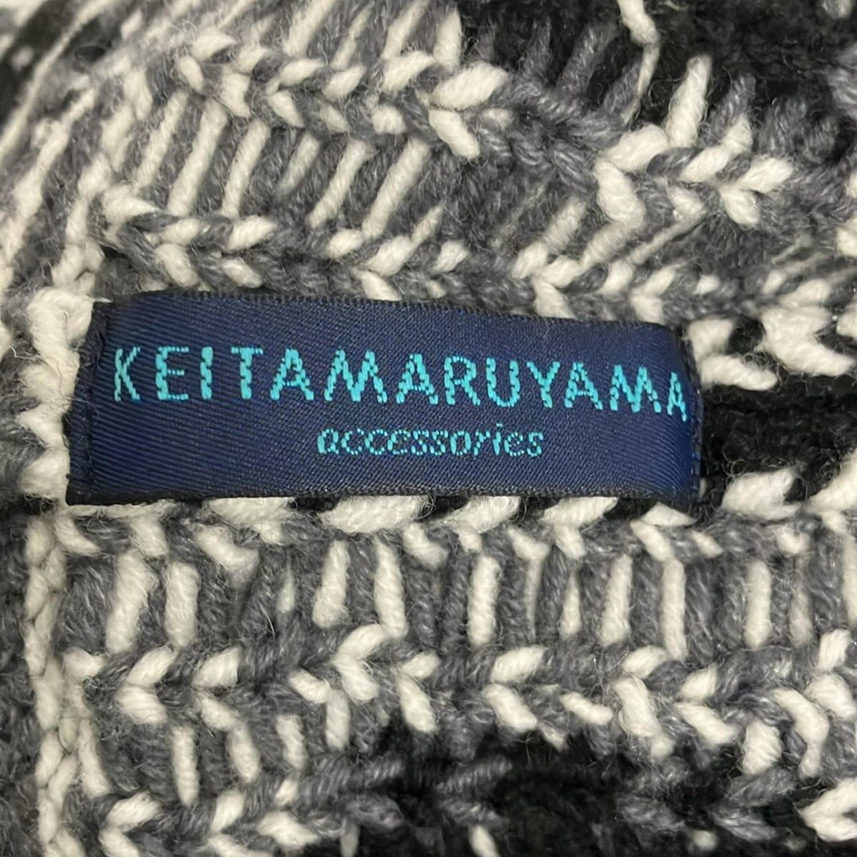 KEITA MARUYAMA ケイタマルヤマ マフラー - 黒×白×グレー スヌード|スワン ウール