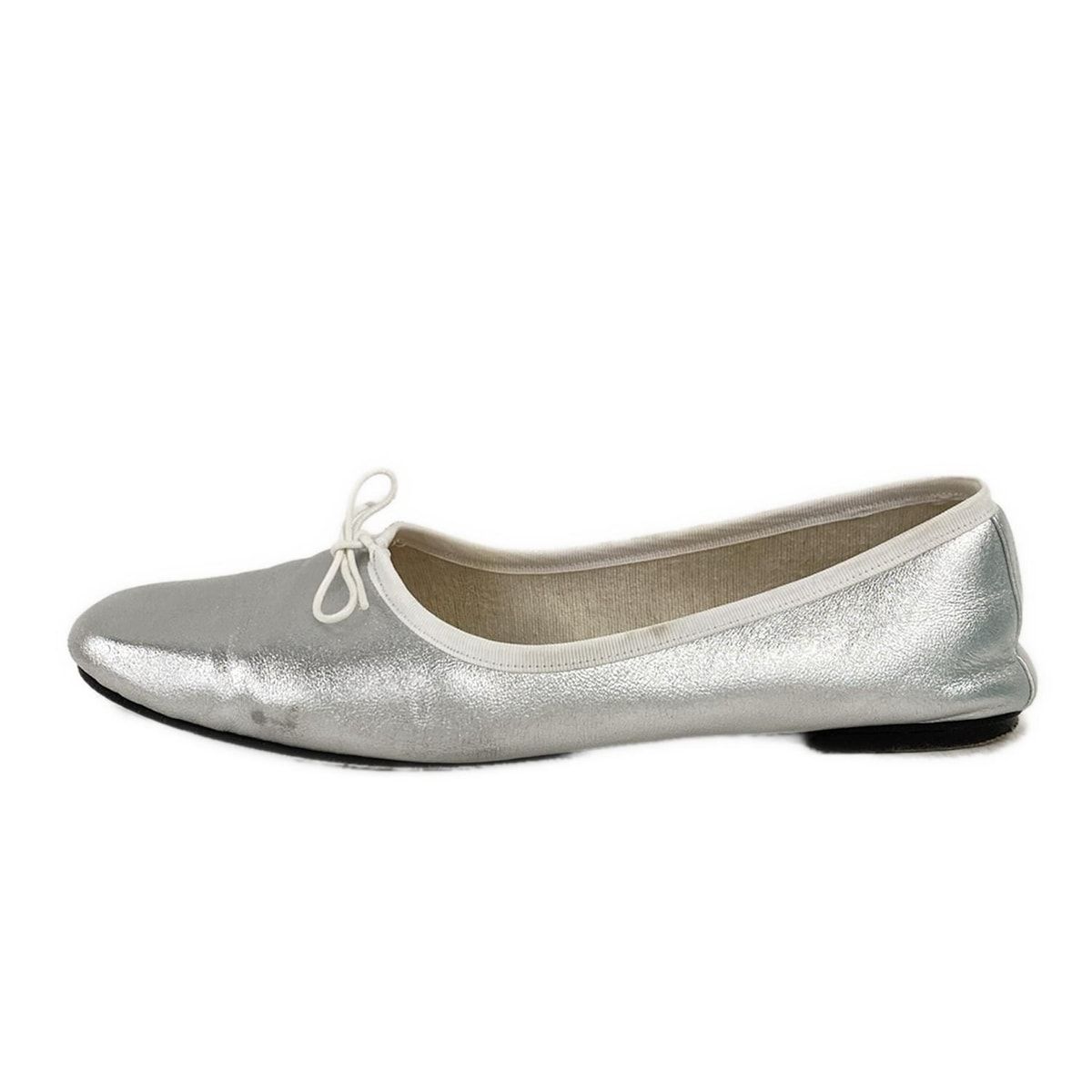 SPELTA スペルタ フラットシューズ 38 レディース - シルバー×白 リボン レザー