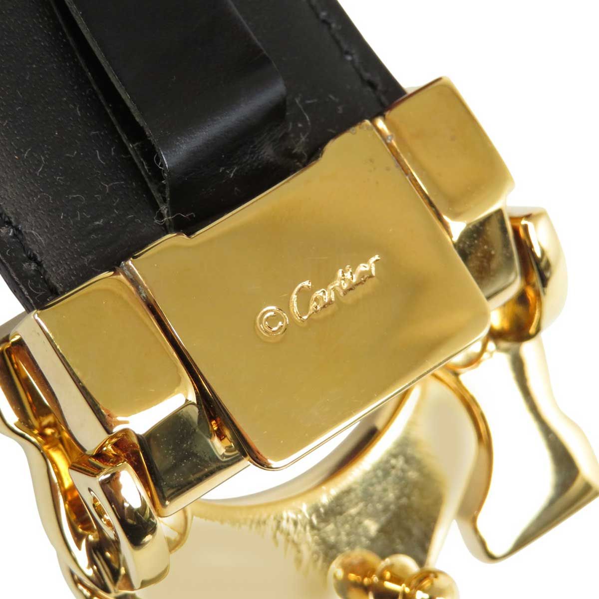 カルティエ ダブルC ロゴ ベルト ユニセックス ボルドー CARTIER【中古