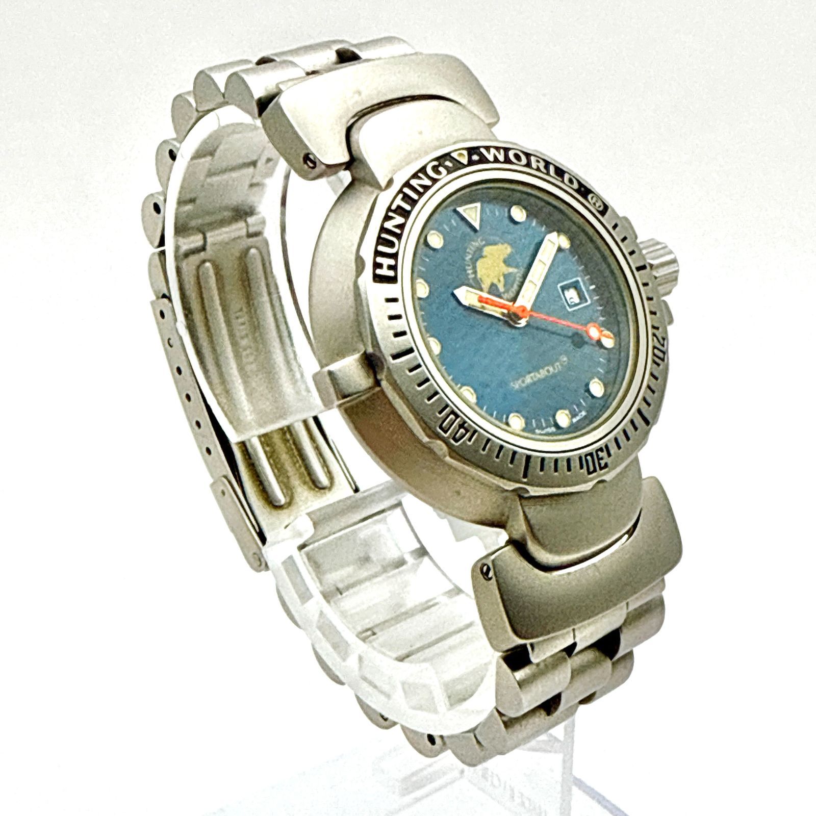 【HUNTING WORLD】ブルー レディース時計 C127【美品・電池交換済】 HUNTING WORLD SPORTABOUT ハンティング
