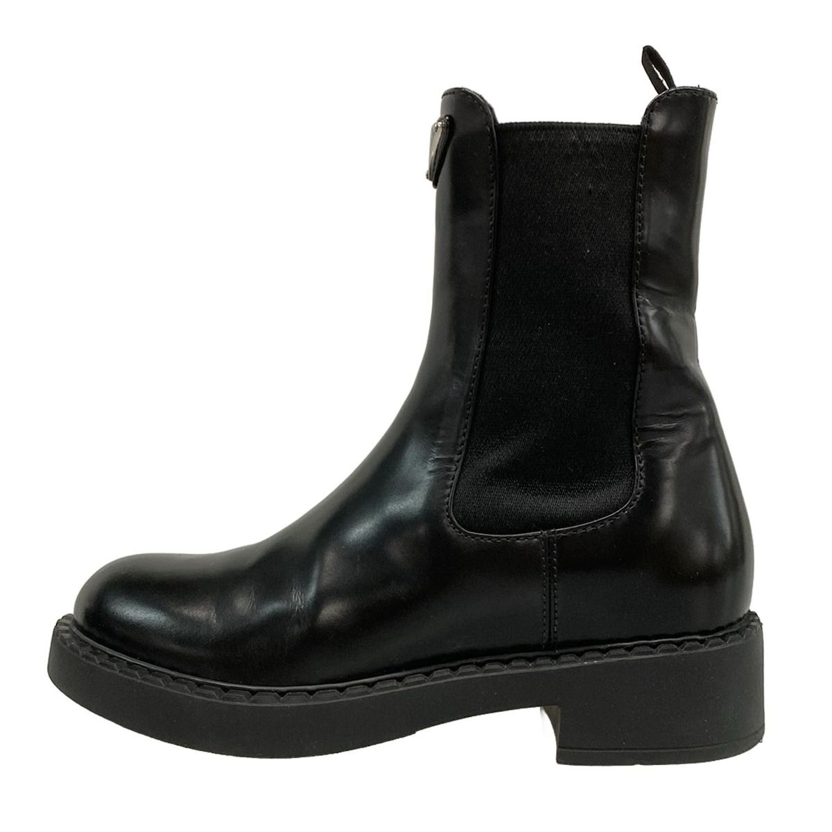 PRADA プラダ ショートブーツ 35 1|2 レディース - 黒 サイドゴア レザー