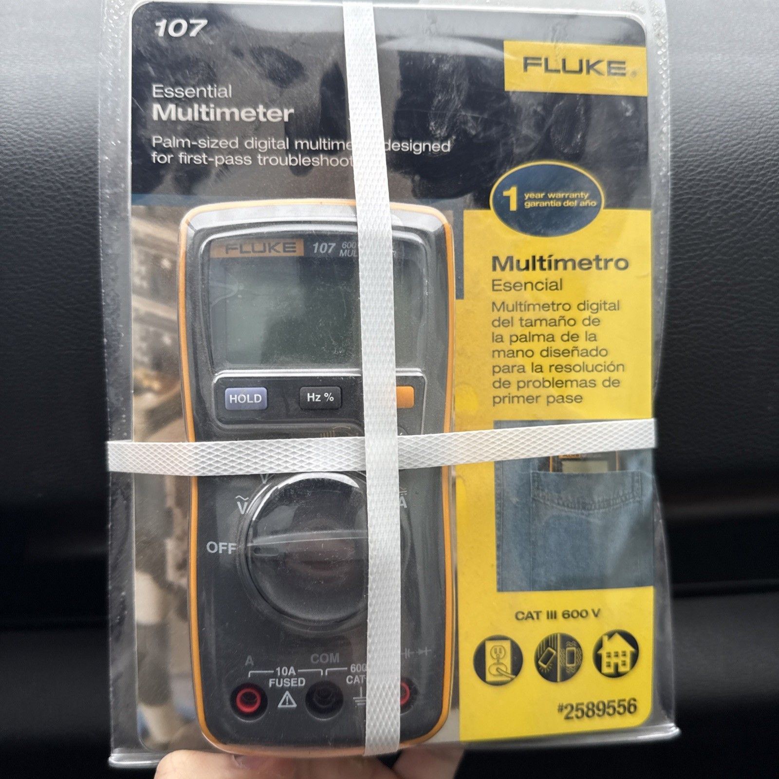 Fluke 107 LW AC DC 600 V デジタルポケットマルチメーター マグネットストラップ付き 2589556