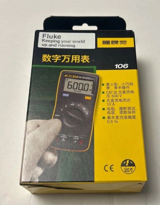 Fluke 106 ハンドヘルド デジタル マルチメーター 600 V 10 A CAT III メーター