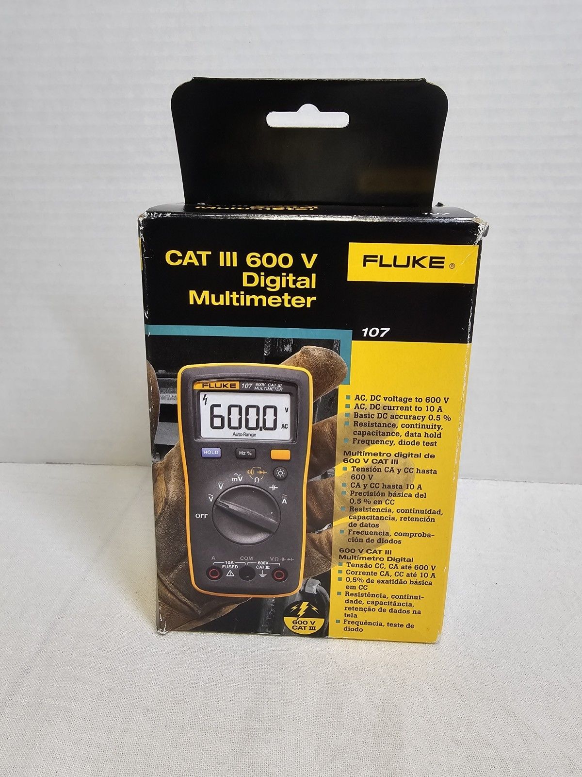 Fluke 107 AC DC電流ハンドヘルドデジタルマルチメーター - Cat III 600 V OpenBox