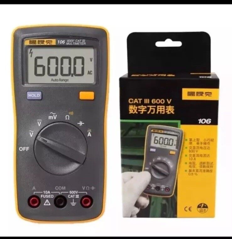 Fluke 106 ハンドヘルド デジタル マルチメーター 600 V 10 A CATIII メーター 優れた