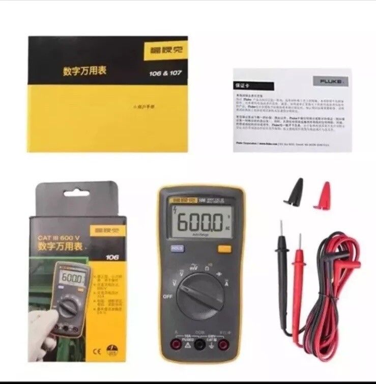 Fluke 106 ハンドヘルド デジタル マルチメーター 600 V 10 A CATIII メーター 優れた