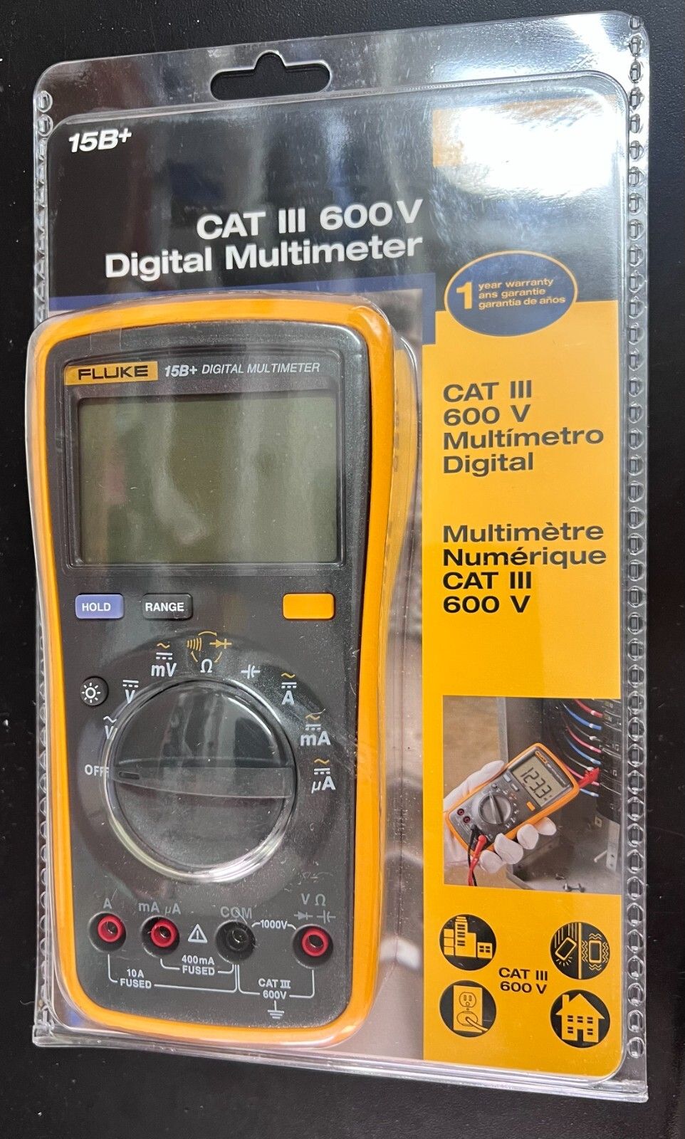 Fluke 15 B CAT III 600 V デジタルマルチメーター 1000 V|10 A 8589