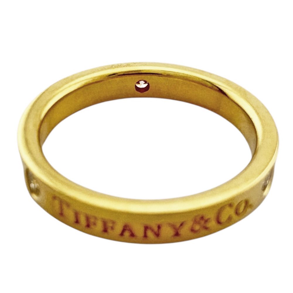 ティファニー　フラットバンド　ロゴ　リング　750 ゴールド　7号 ティファニー Tiffany & Co フラットバンド イエローゴールド リング