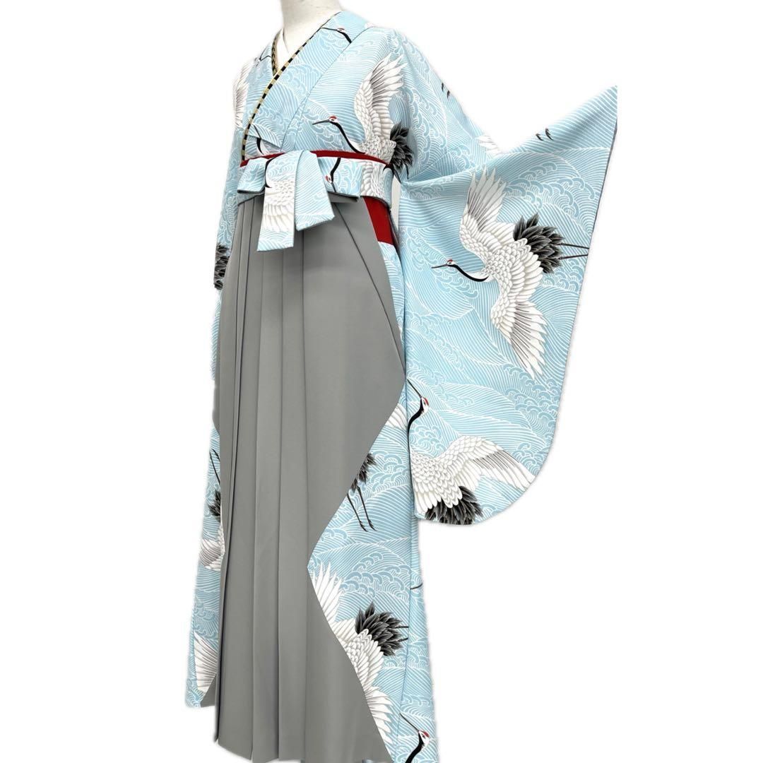 着物と帯 時流 L 25194 卒業式袴4点セット セット 鶴 総柄
