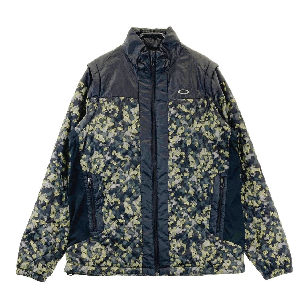 サイズ L OAKLEY オークリー 2 WAY 中綿ジャケット 総柄 イエロー系 ゴルフウェア メンズ ストスト
