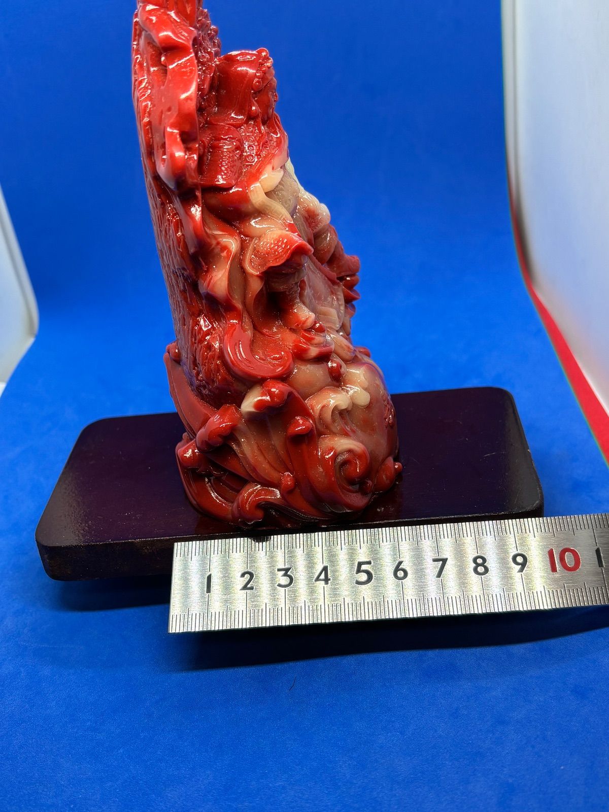 極美品 寿山石荔枝凍 忠義関公精雕置物台座付約15×8×6cm610g 5896 極美品 寿山石荔枝凍 忠義関公精雕置物台座付約15×8×6cm610g 5896