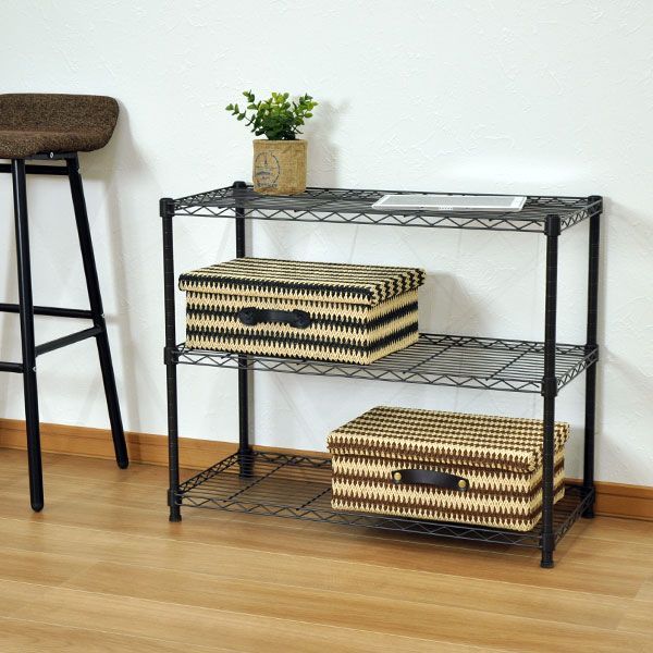 種類4：イエロー単品 スチールラック3段 幅75cm 奥行35cm 高さ61.8cm (奥行35cm)リビング収納 おもちゃ収納 玄関収納 押し入れ収納 すきま収納 多目的ラック フリーラック シンプル おしゃれ かわいい ホワイト ブラウン 可動棚板 移動棚