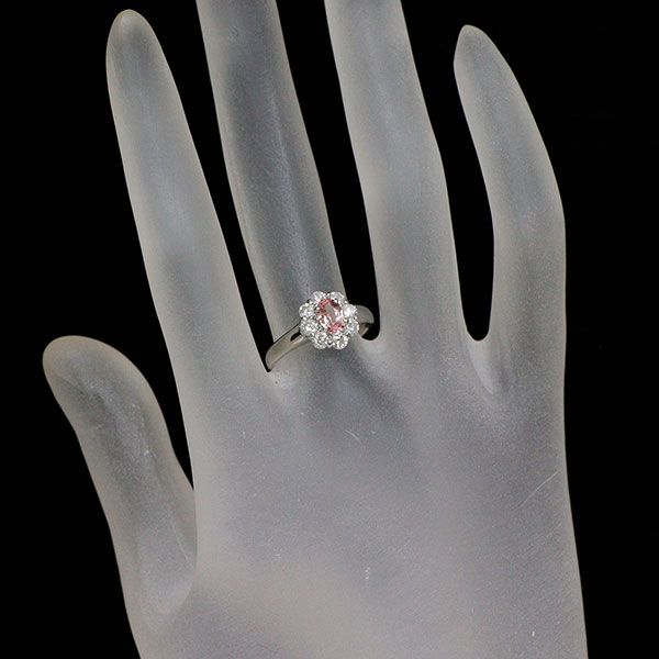  Pt 900 パパラチアサファイア ダイヤモンド リング 0.589 ct D 0.56 リング 指輪 アクセサリー